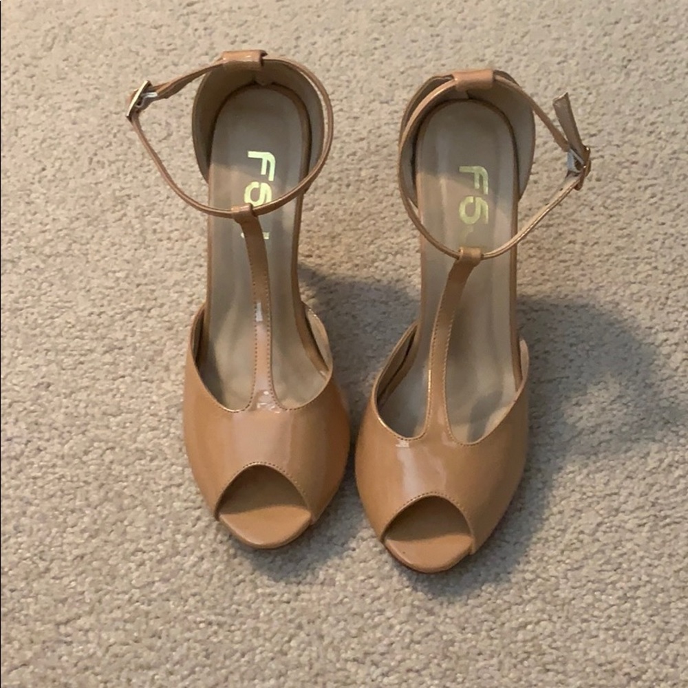Nude Peep Toe with Ankle Strap Heels